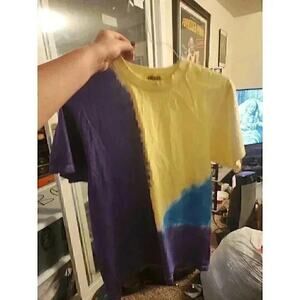 Chinatown Market Purple Yellow Blue Tie Die Small Short Sleeve T-Shirt CR2
